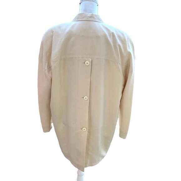 Eleanor P Brenner Silk Blazer Womens Size 12 Vintage Oversized Lined Cream - Picture 2 of 16